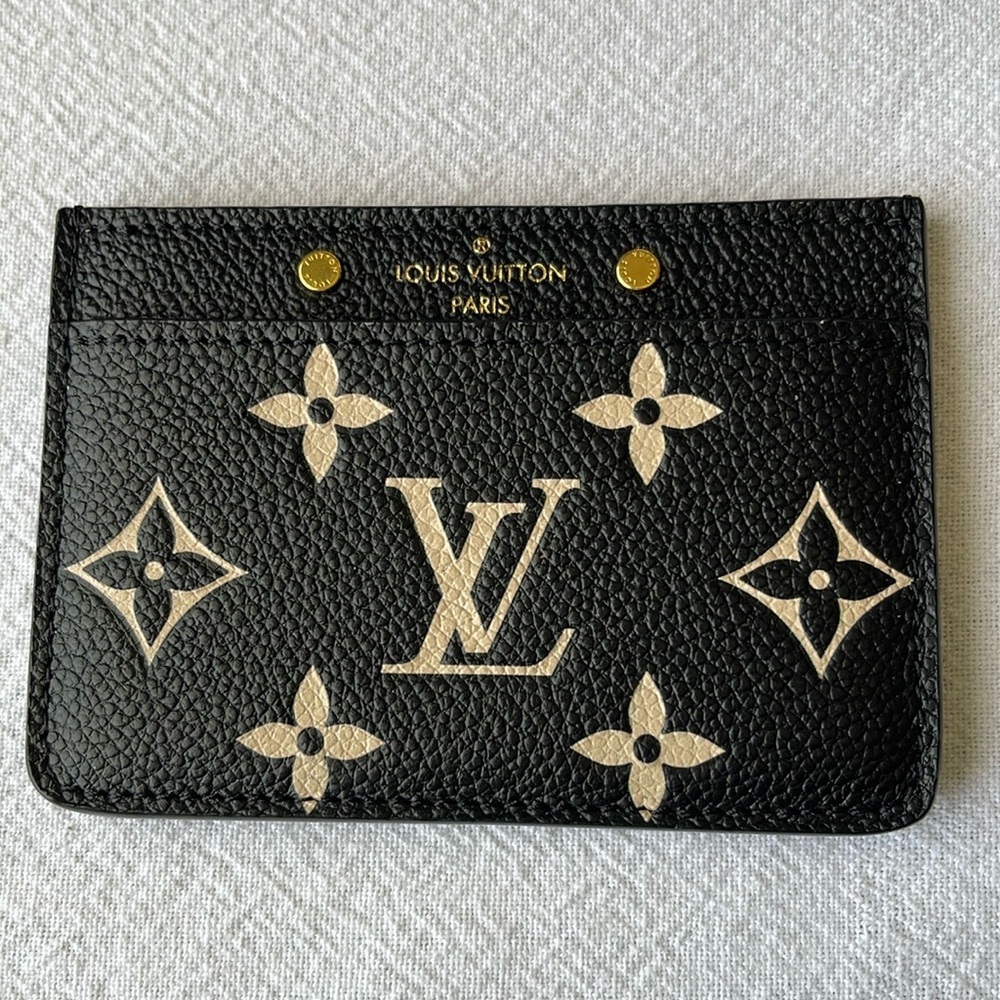 LOUIS VUITTON LV Monogram Empreinte Leather Cardholder, black and beige